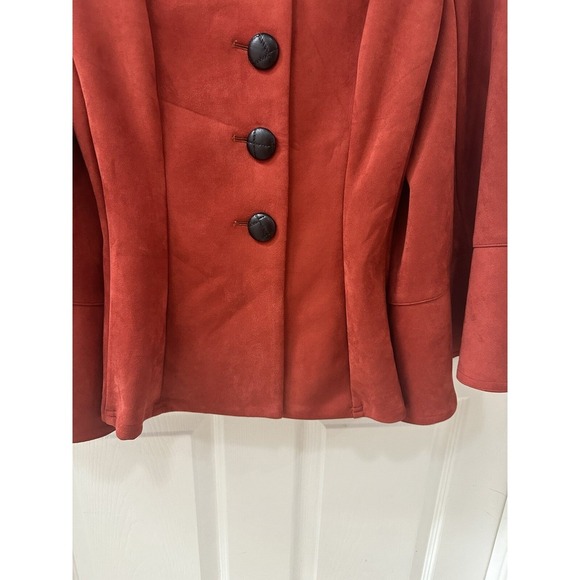 VTG Design Today's Rust Colored Jacket Blazer Womens M Techno Suede Big Button - Picture 4 of 6